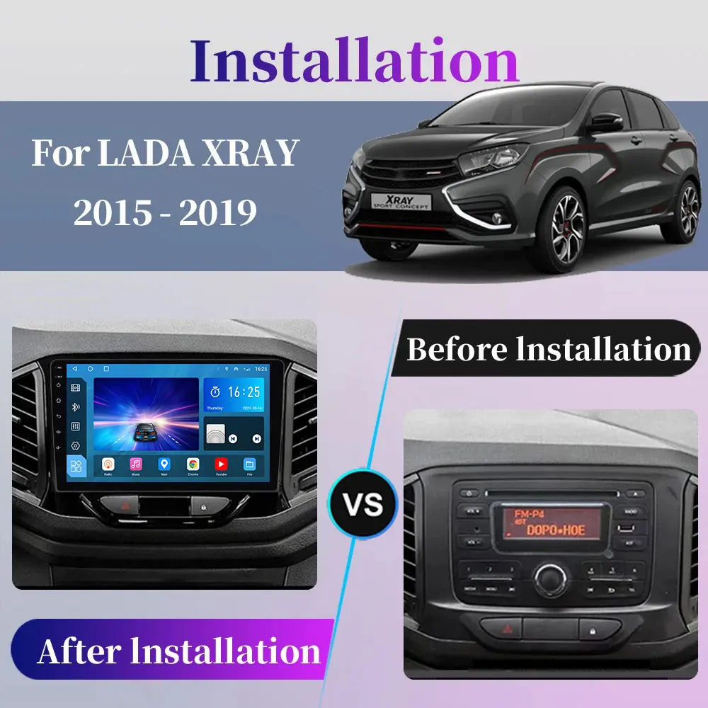 Car Radio Android 14 For LADA X Ray Xray 2015 - 2019 GPS Multimedia Player Carplay Navigation Stereo Auto DSP DVD 2din Head Unit