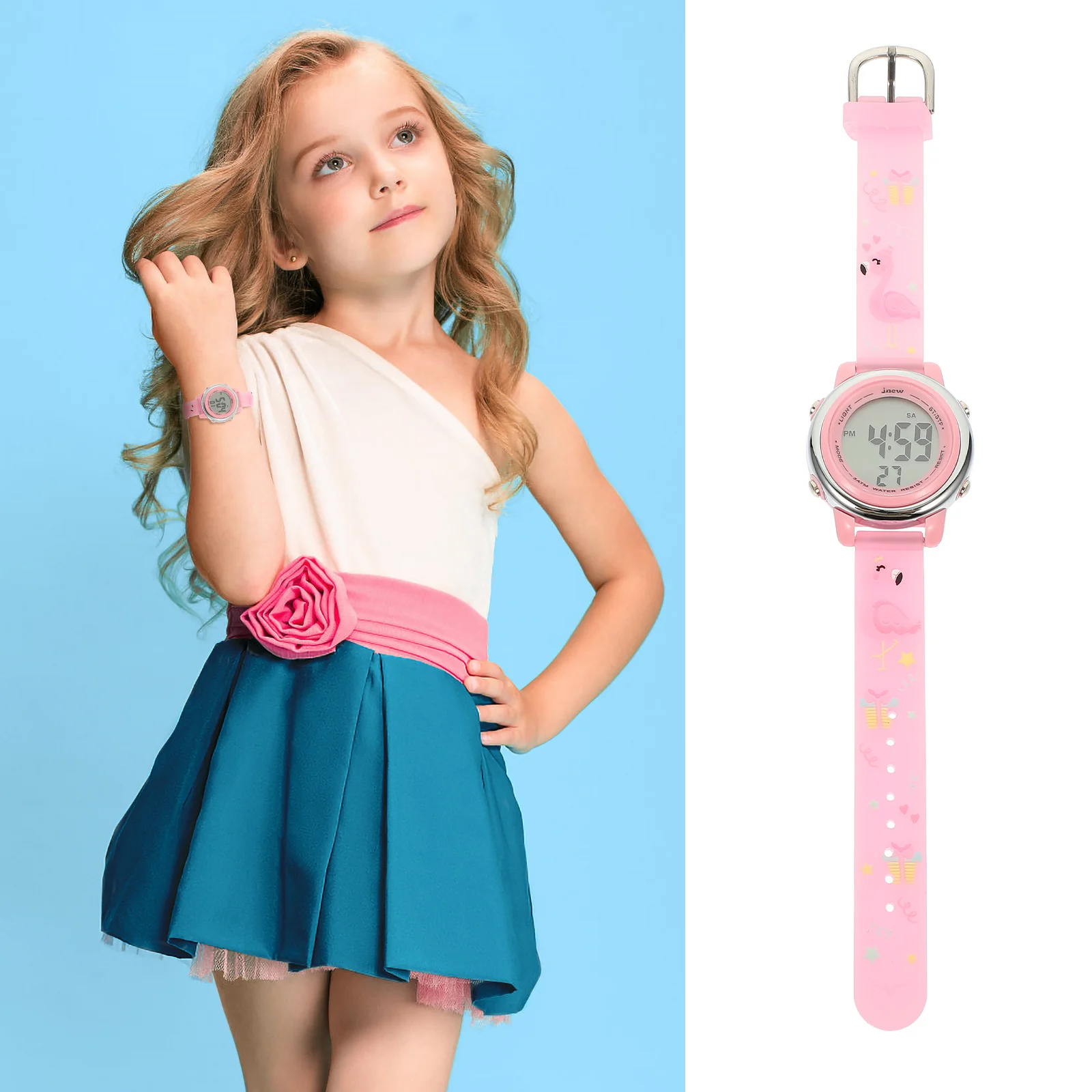 Cartoon Watch Lightweight Portable Adjustable Led Digital Waterproof Timepiece For Student Gift