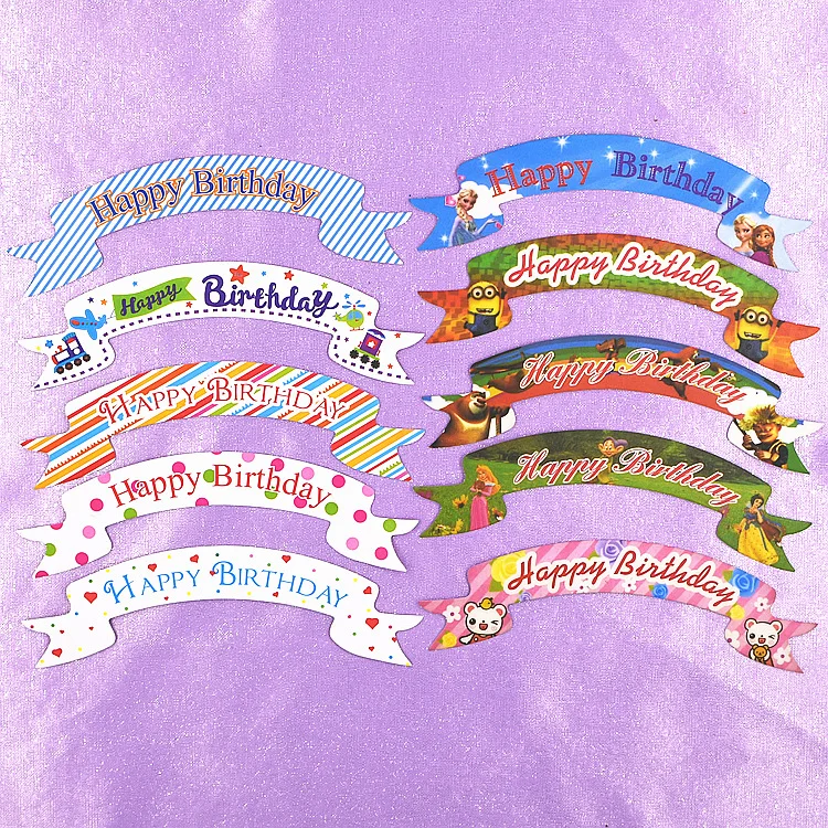 Creative Double Stick Cake Topper, Happy Birthday Flags, Baking Supplies, Multi Colors, 1Pc