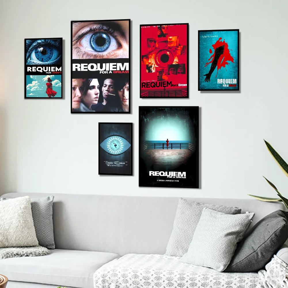 Requiem for A Dream Movie Sticky Posters Fancy Wall Sticker for Living Room Bar Decoration Vintage Decorative Painting