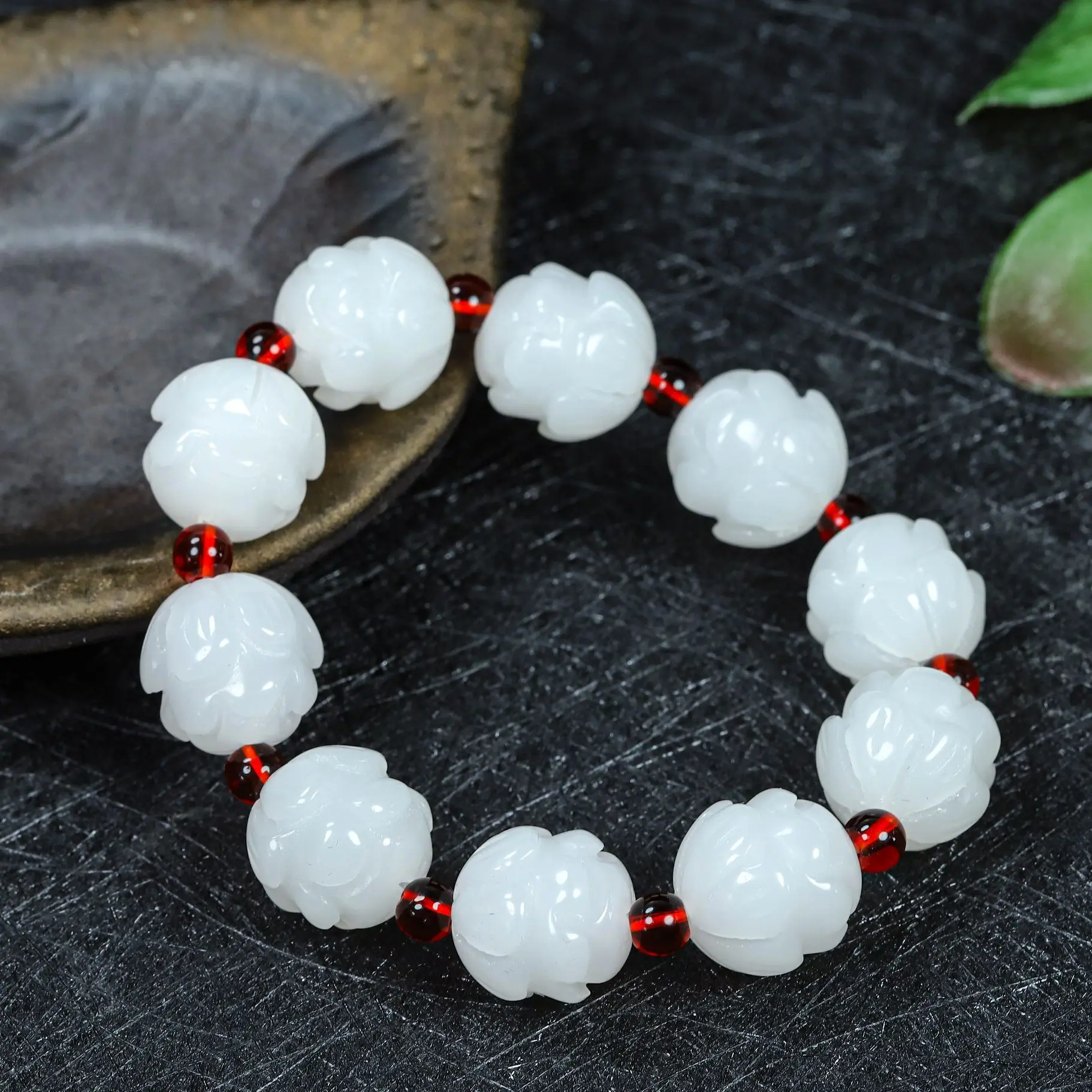 White Real Jade Lotus Bracelet Designer Luxury Natural Bangle Accessories Amulet