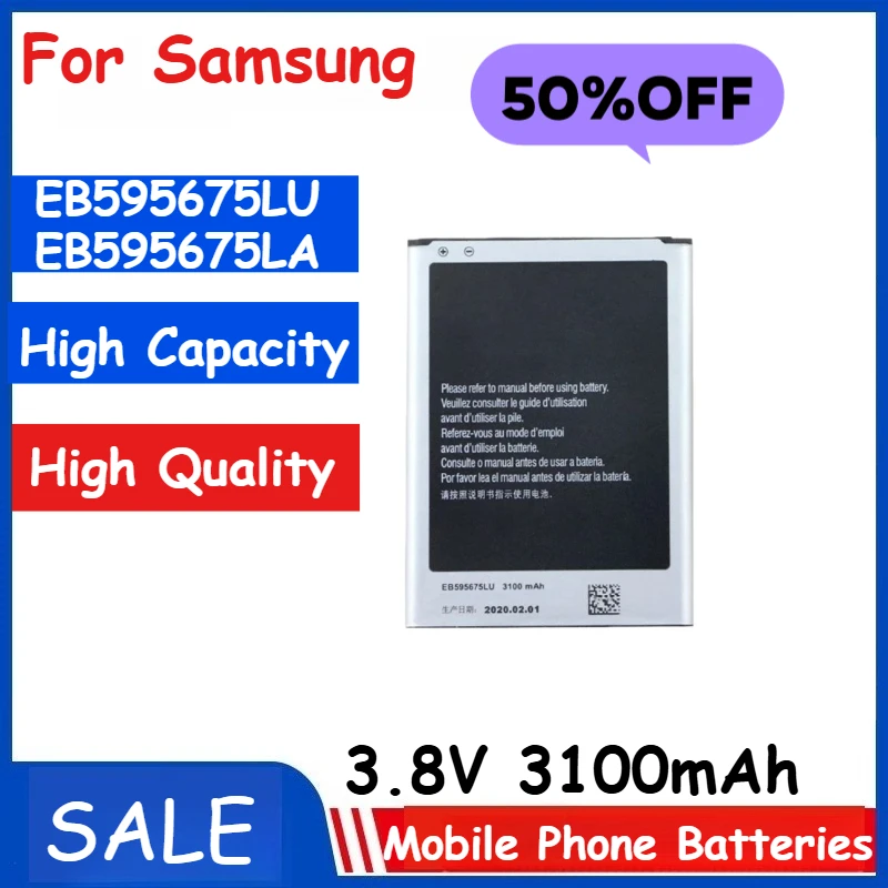 

3.8V 3100mAh EB595675LU EB595675LA For SamsungGalaxy Note 2 N7108 N7108D N7105 N7100 N7102 N719 T889 i605 i317 High Quality