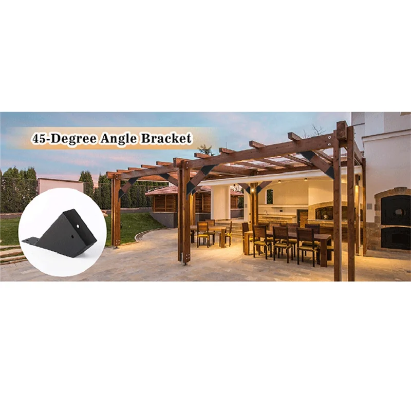 

AB33-4Pcs Pergola Brackets,45-Degree Angle Bracket,For Reinforcing Pergolas And Gazebos,Fits 2X4in Lumber With Drainage Holes