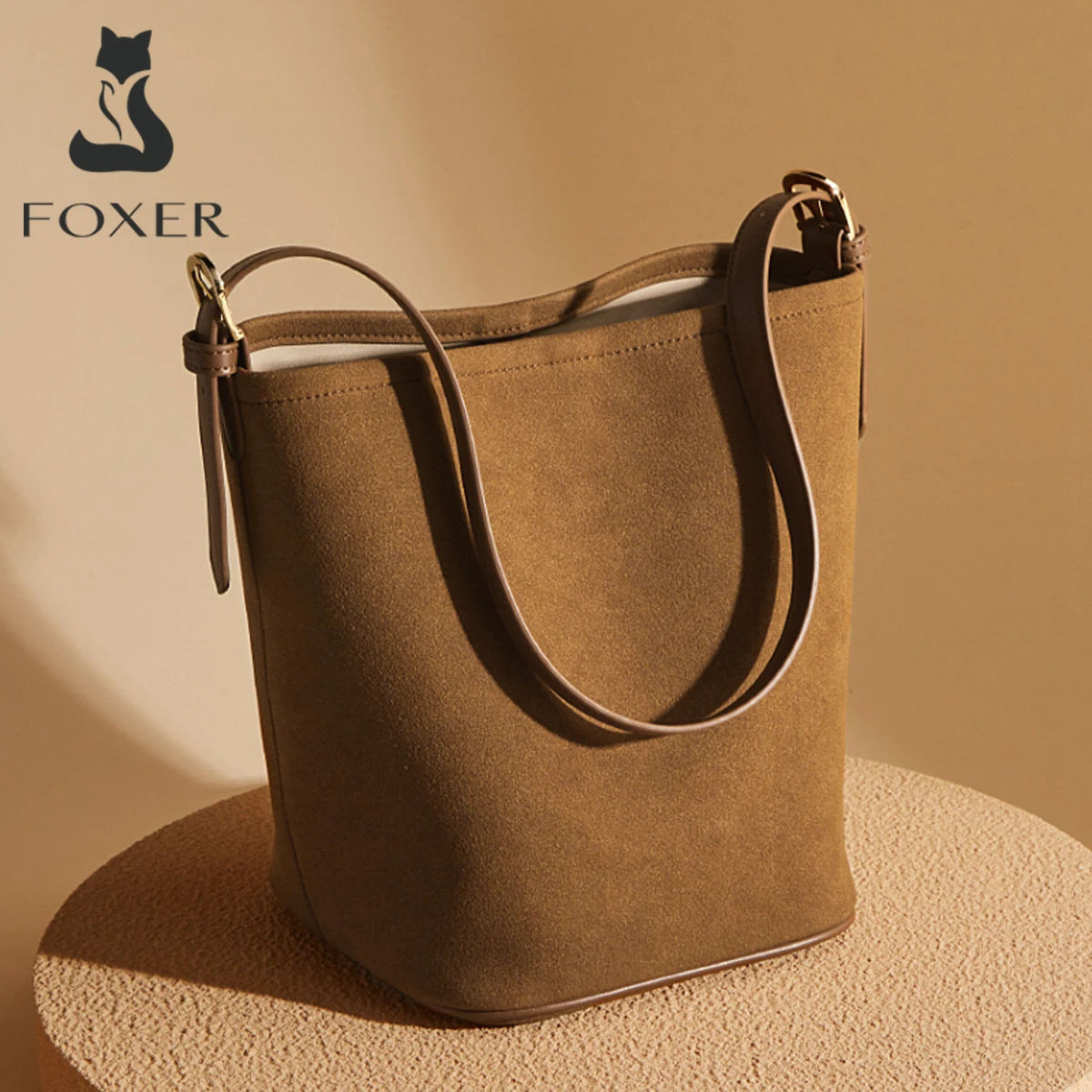 FOXER Women Small Shoulder Handbag Girl Crossbody Bucket Bag Purse Gift