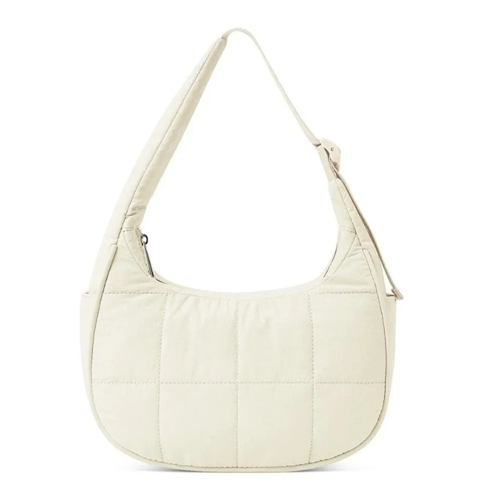 

Hot Nylon Handbag with Adjustable Strap Waterproof Underarm Bag Large Capacity Quilted Puffer Shoulder Bag Woman Girl