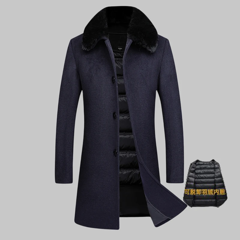 2023 New style Men's Woolen Coats Winter Classic Casual Overcoat Mens high quality Thick Blue, grey and black trench coat men