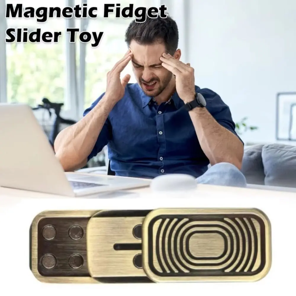 Cadeau adulte Triple poussée Fidget curseur main Spinner caméra en forme de carte poussoir magnétique haptique sensoriel métal Fidget jouet tdah autisme