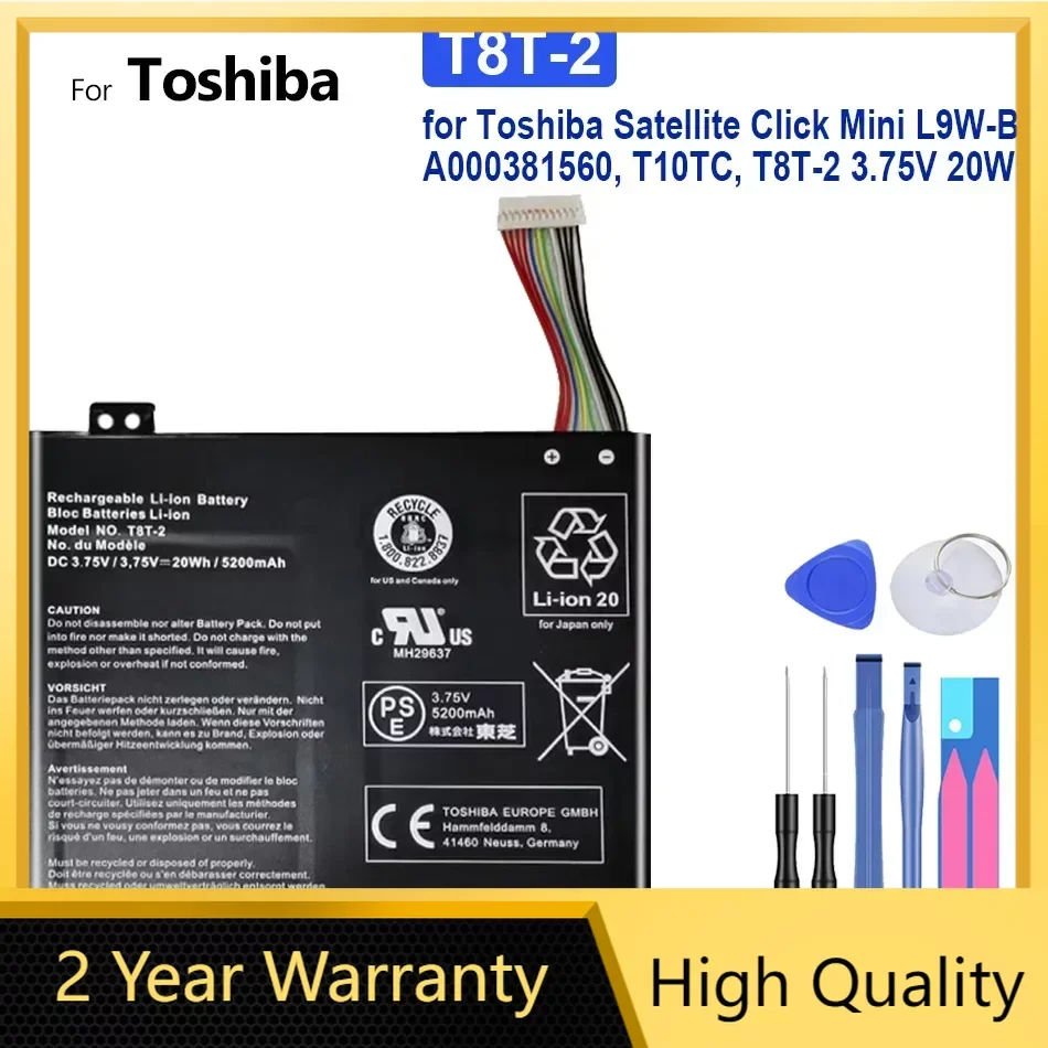 

Mobile Phone Battery T8T-2 5200mAh for Toshiba Satellite Click Mini ClickMini L9W-B A000381560, T10TC, T8T-2 3.75V 20WH