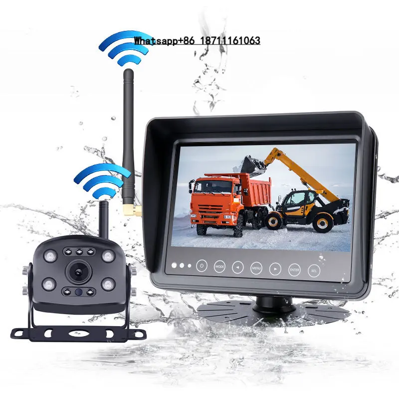 

7" Digital Wireless Backup Camera|Automatic Brightness Monitor|300m Long Range|No Light IR Night Vision for Truck Bus RV Trailer