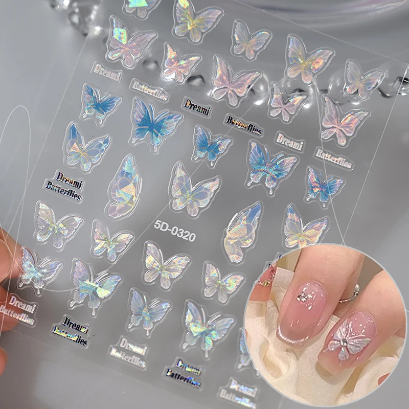 

Pure Desire Shell Light Butterfly Nail Stickers Dreamy Butterfly Wearing Nail Art Design DIY Decoration Accessory