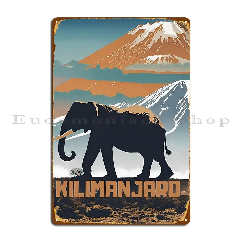 Kilimanjaro Mountain Safari Tanzania Metal Plaque Painting Design Cinema Designing Kitchen Tin Sign Poster