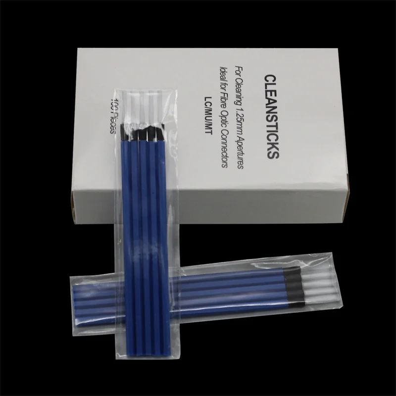 Imagem -03 - Cleansticks 100 Pcs 1.25 mm Fibra Óptica Haste de Limpeza lc mu Interface Wiping Rod Limpeza Cotonetes Flange Adaptador de Limpeza