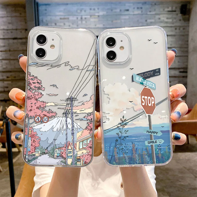 

Scenery Case For Samsung S23 Ultra Covers Galaxy S22 Plus S21 Fe S20 FE Note 20 Ultra M23 M13 M14 Silicon Shockproof Back Fundas