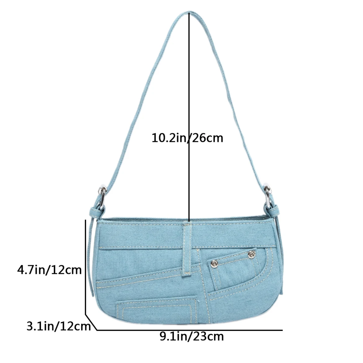 Luxury Designer Jeans Bag Women Half Moon Shoulder Bag French Style Underarm Shopper Purse Vintage Denim Handbag Female Totes