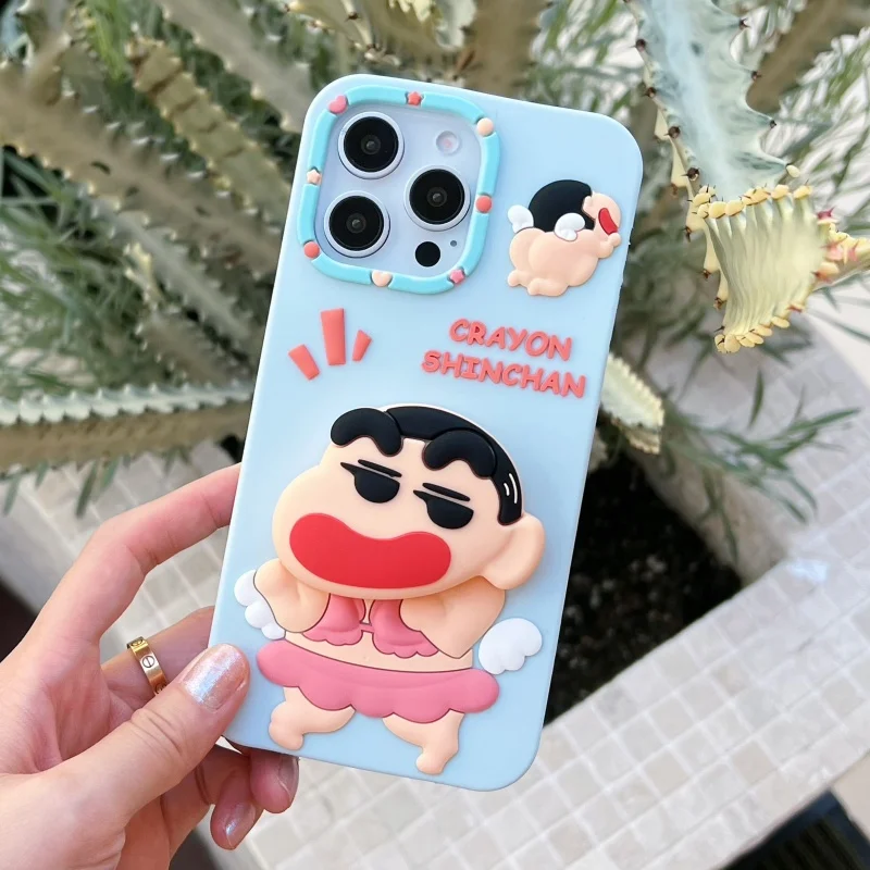 Милый чехол для телефона с изображением ангела и карандаша Shin chan для iPhone 11, 12, 13, 14, 15, 16, 17 Pro Max Plus Air SHINCHAN, мягкий силиконовый чехол с мультяшным рисунком