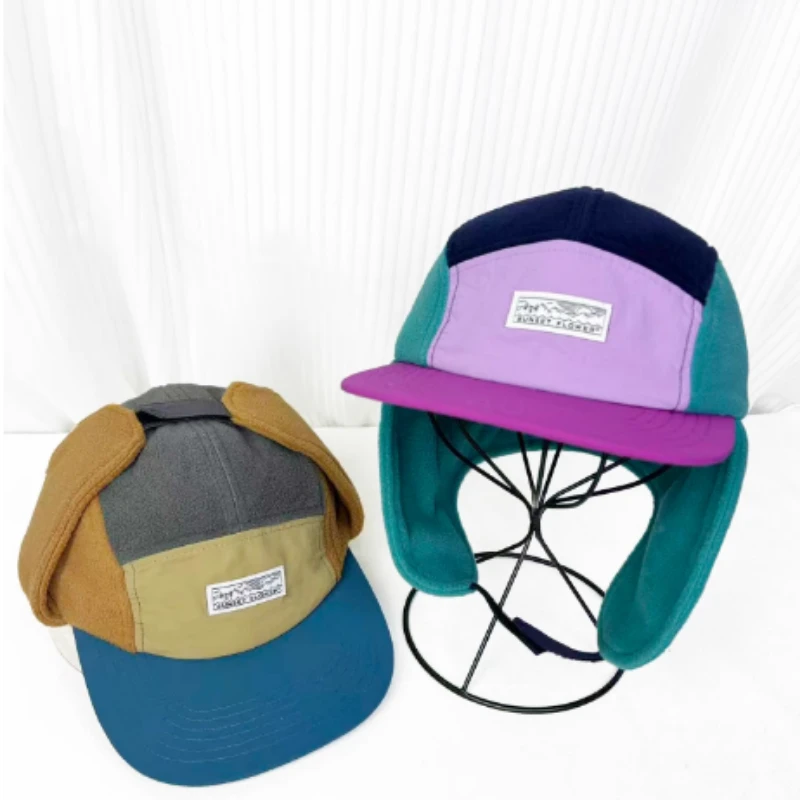 الكورية الشتاء القطبية الصوف اللون منعت خمسة لوحة تحلق قبعات البيسبول الرجال والنساء في الهواء الطلق الدافئة واقيات الأذن منفذها القبعات #3