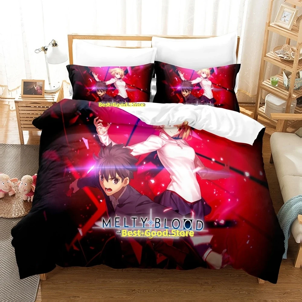 

2024 Melty Blood Bedding Set Single Twin Full Queen King Size Bed Set Adult Kid Bedroom Duvetcover Sets Anime Bed Sheet Set