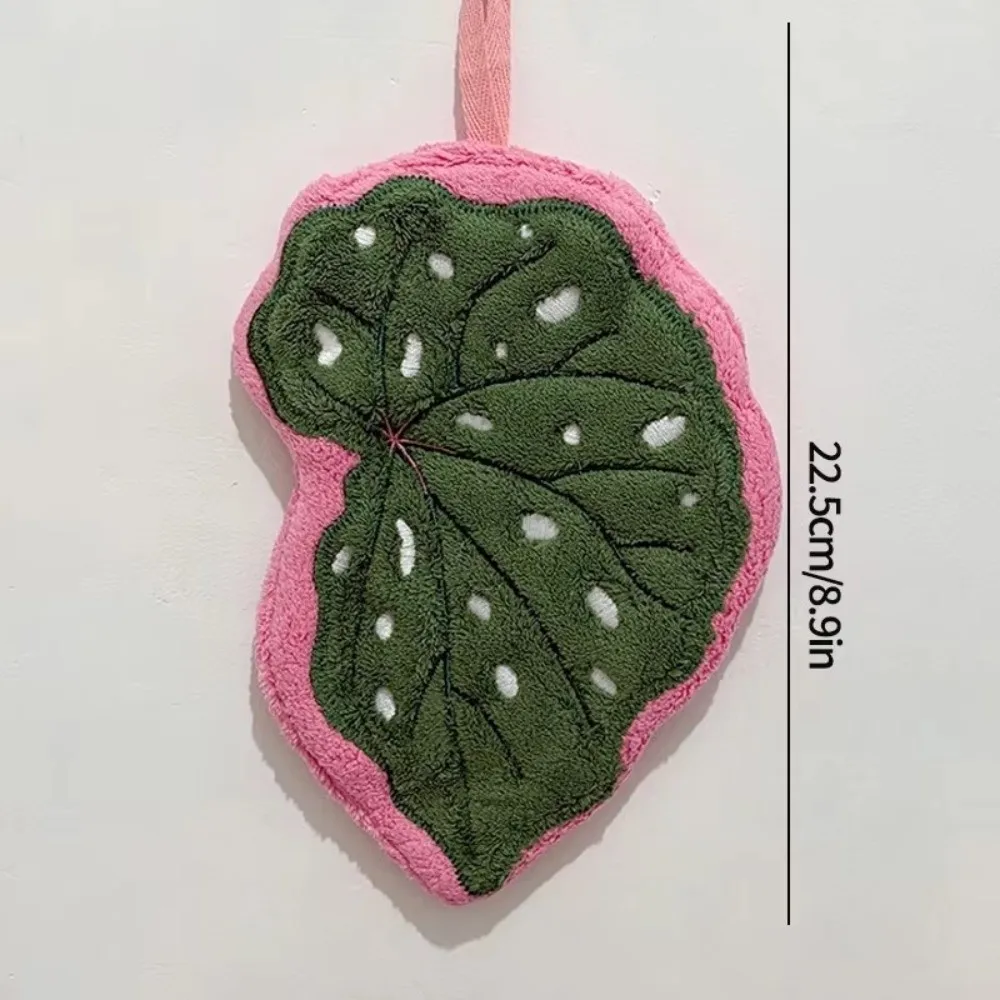 

High Quality Cartoon Leaf Hand Towel Absorb Water Coral Velvet Bathroom Kerchief Hanging Thickened Kitchen Handkerchief Kitchen