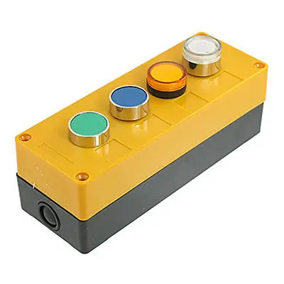 Green Blue Cap Momentary Push Button Switch w AC 110V White Yellow Light