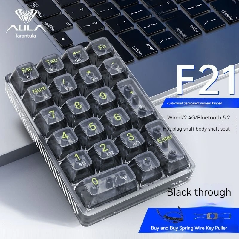 Tarantula F21 Wireless The Three Mode Examination Digital Keypad Mechanical Keyboard Customized Transparent Shell Hot Plug Gift