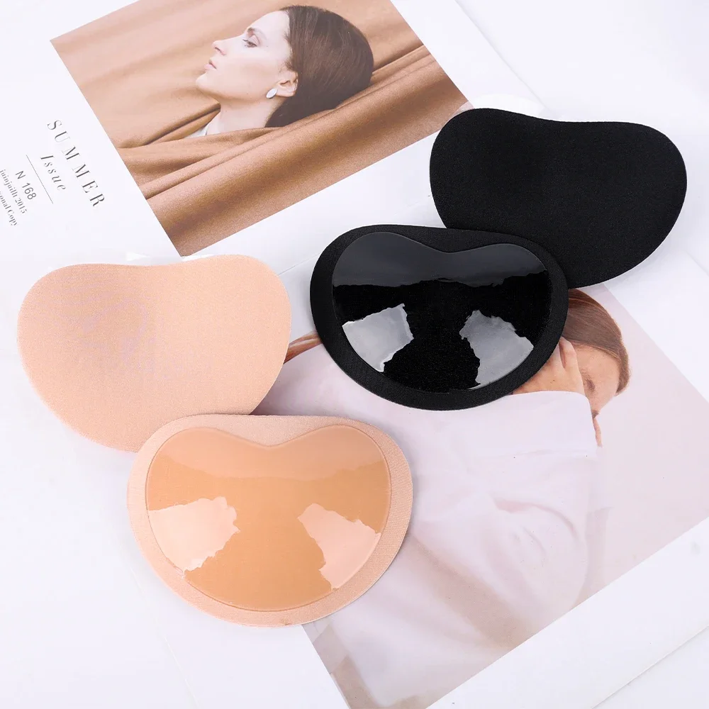 Women Insert Bra Pad Silicone Bra Cup Thicker Breast Push Up Self Adhesive Breast Nipple Cover Stickers Bikini Inserts Intimates