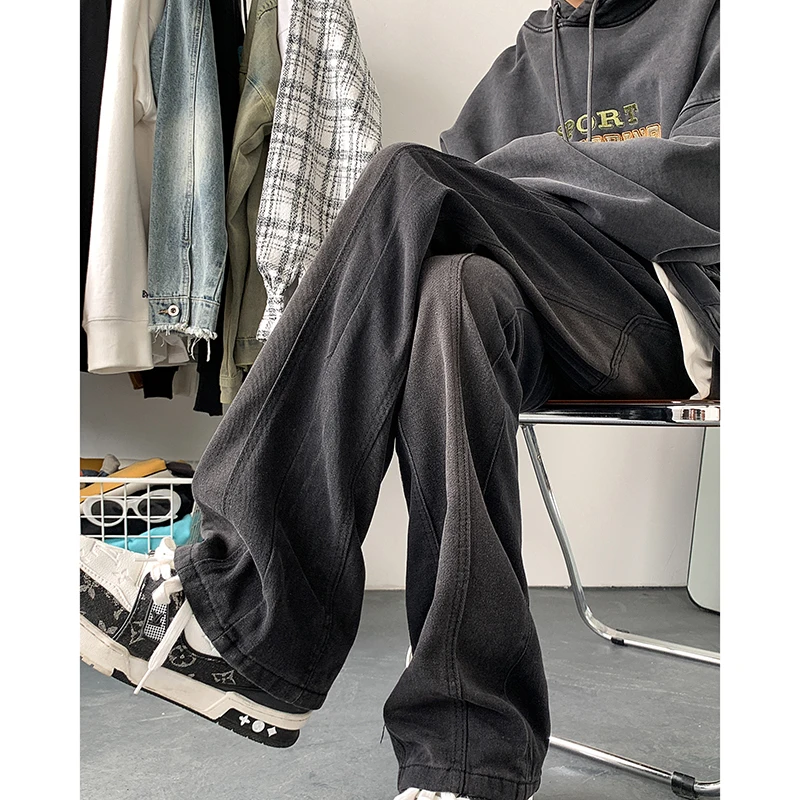 

Bla Slim Straight Jeans Men's Spring Autumn Sle American High Street Micro Flared Pants Trendy Brand Cool Men's Jeans