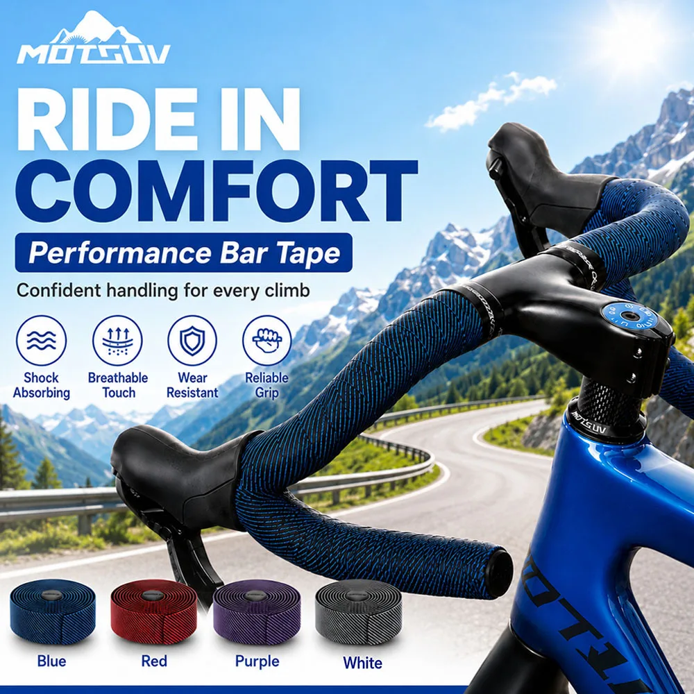 2 Pairs Bike Handlebar Tape Non Slip Wear Resistant Sweat Absorbing Shock Proof Wrapping Drop Bar Handlebar Wrapping Tape