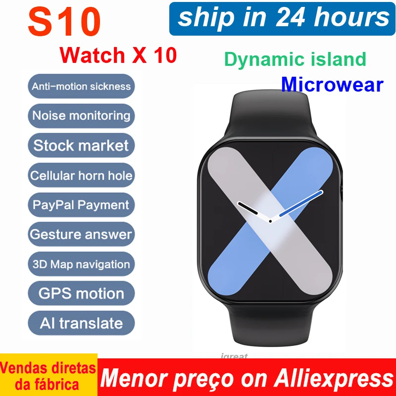 Microwear Series 10 S10 WATCH X Smart Watch Men Men Women NFC Dynamic Island 48mm Gesture Answer ChatGPT NFC Compass Smartwatch