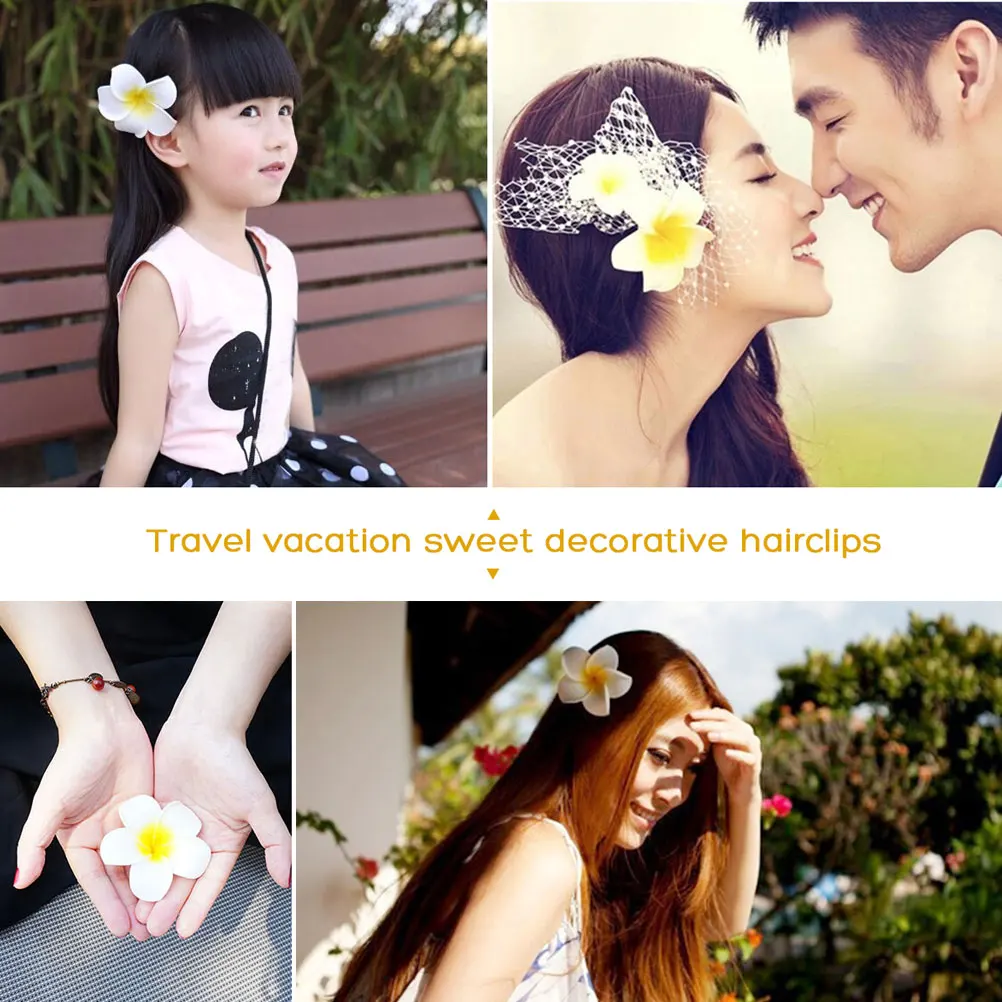 

20pcs Artificial Flower Hairpin Clip for Women Plumeria Veil Barrette Shaped Wedding Party Accessories Beach Style