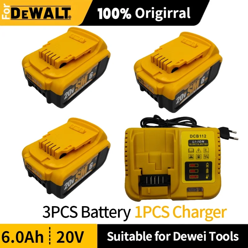 

For DEWALT 20V 6.0Ah Lithium Battery DCB206 with Full Protection & Long Lifespan Fast Charging 9Ah,6Ah,5Ah,2Ah High Capacity