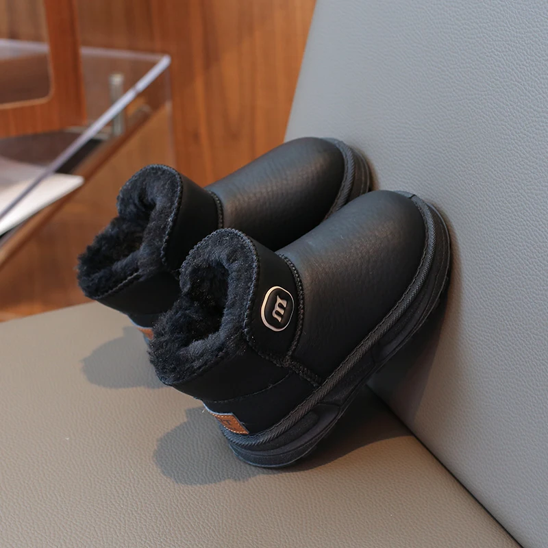 2025 جديد بنين بنات أحذية الشتاء الاطفال الثلوج الأحذية الكاحل الانزلاق على الموضة الكلاسيكية الدافئة سميكة أفخم القطن الأطفال الأحذية #2