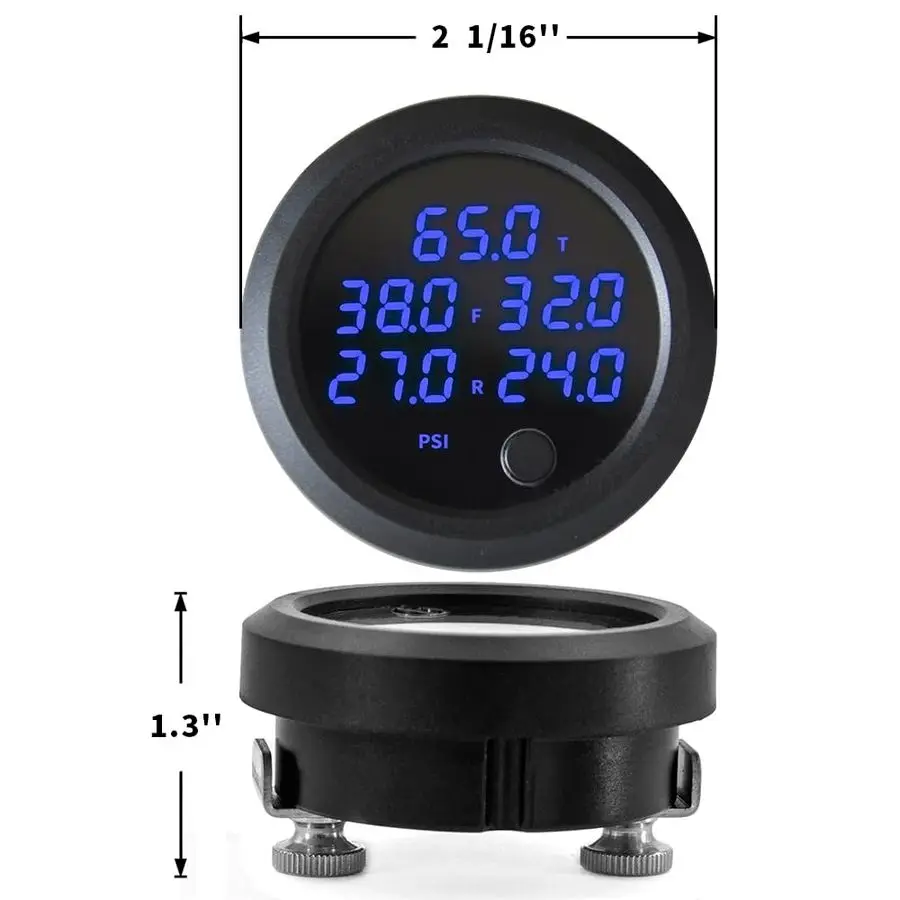 Display Air Suspension Gauge Air Ride Air Pressure Gauge 2Inch 0220 PSI with 5Pcs 1 8NPT SensorsBlue