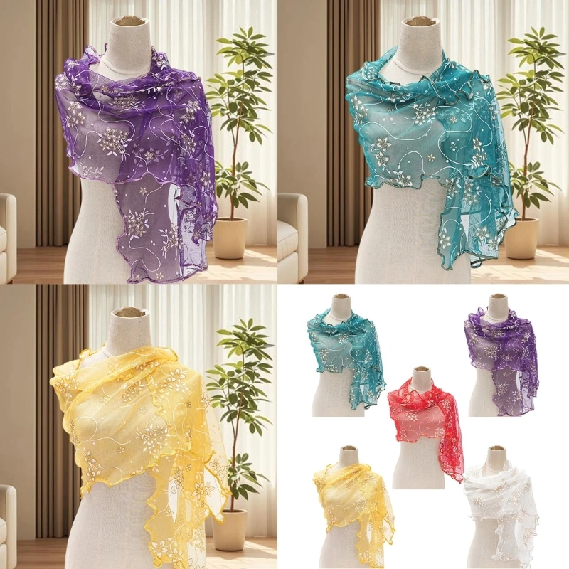 

R1we Fashion Scarf с детальной отделкой цветов мягкая драпировка мягкая одежда акцент