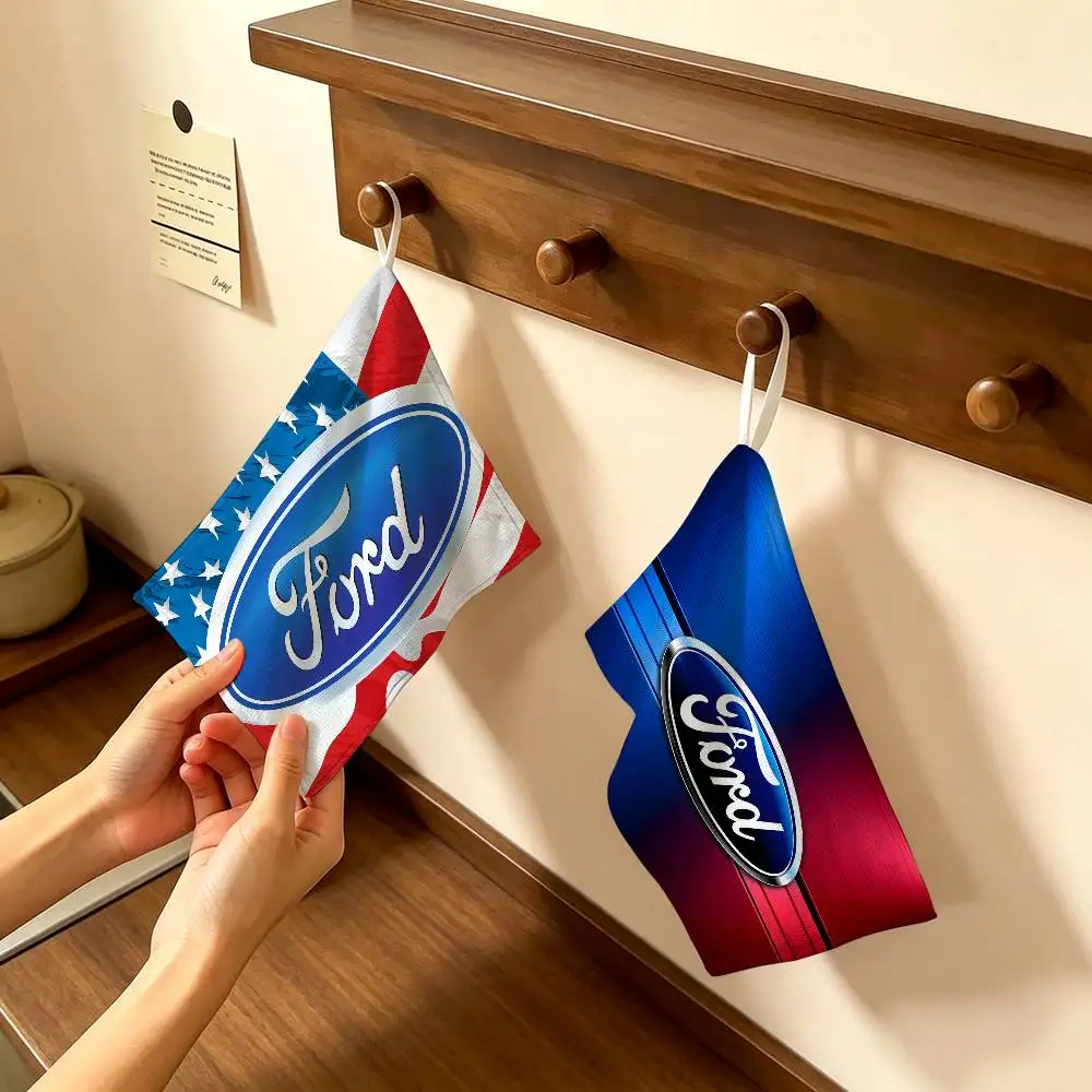 F-F-Ford-Mustang Polyester Cotton Hand Wiping Towel, Hanging Towel, Quick Dry for Kitchen Bathroom Daily Supplies