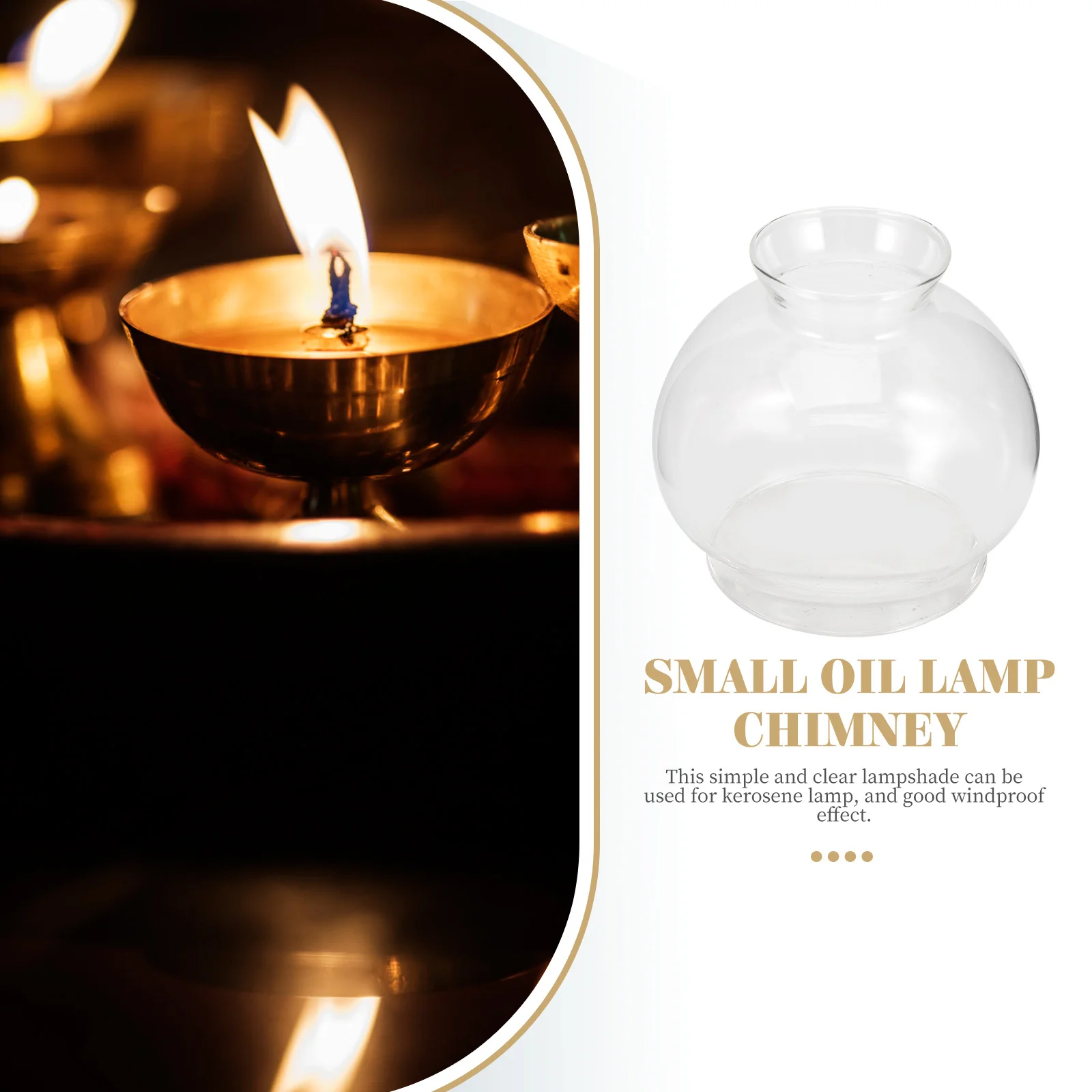 

Glass Oil Lamp Cover Clear Retro Style Windproof Lampshade for Small Oil Lamp Parts Retro Glass Lampshade