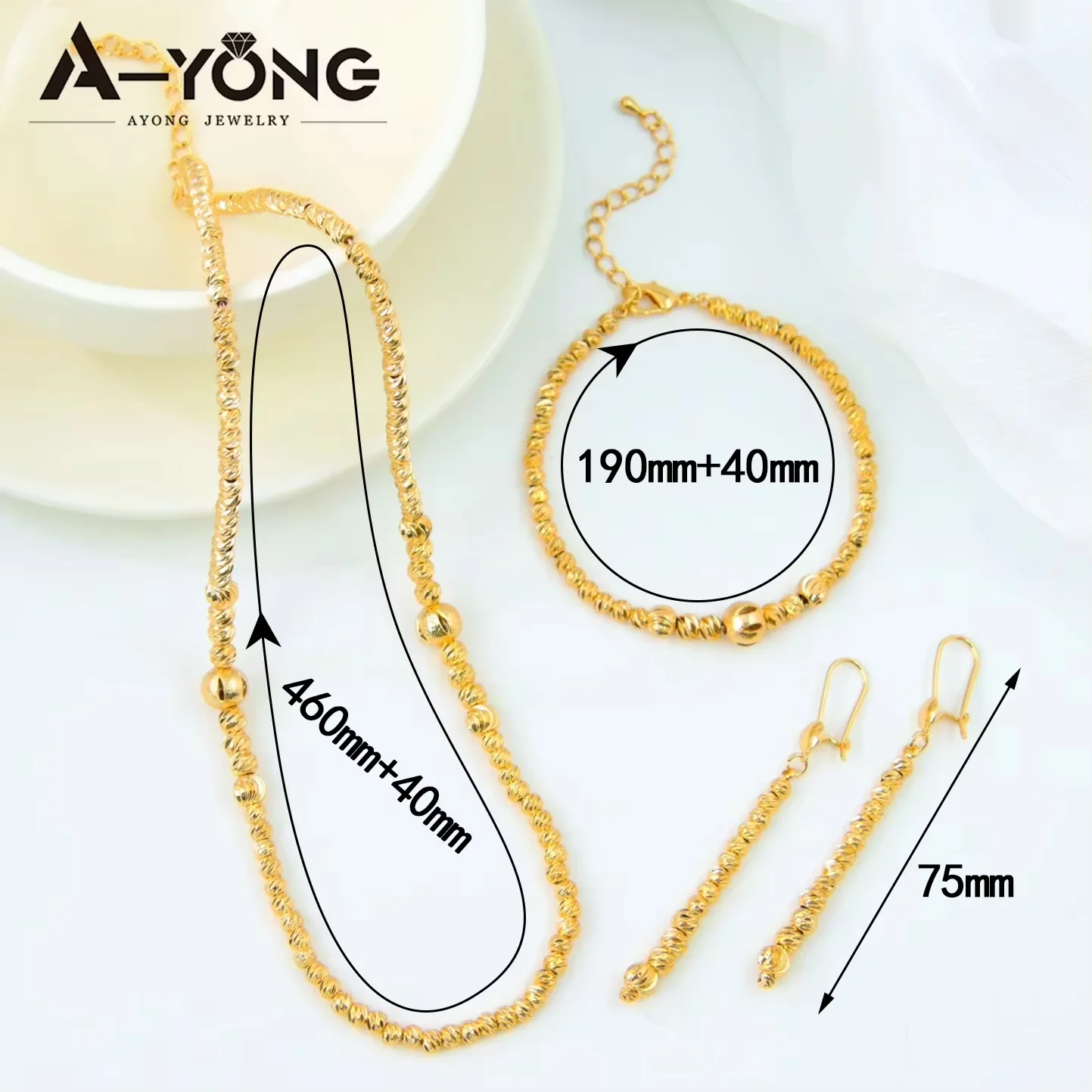Luxury Dubai Gold Plated Beads Jewelry Set 21k Arabic Muslim Elegant Necklace Nigeria Women Bridal Wedding Party Jewelryswelry