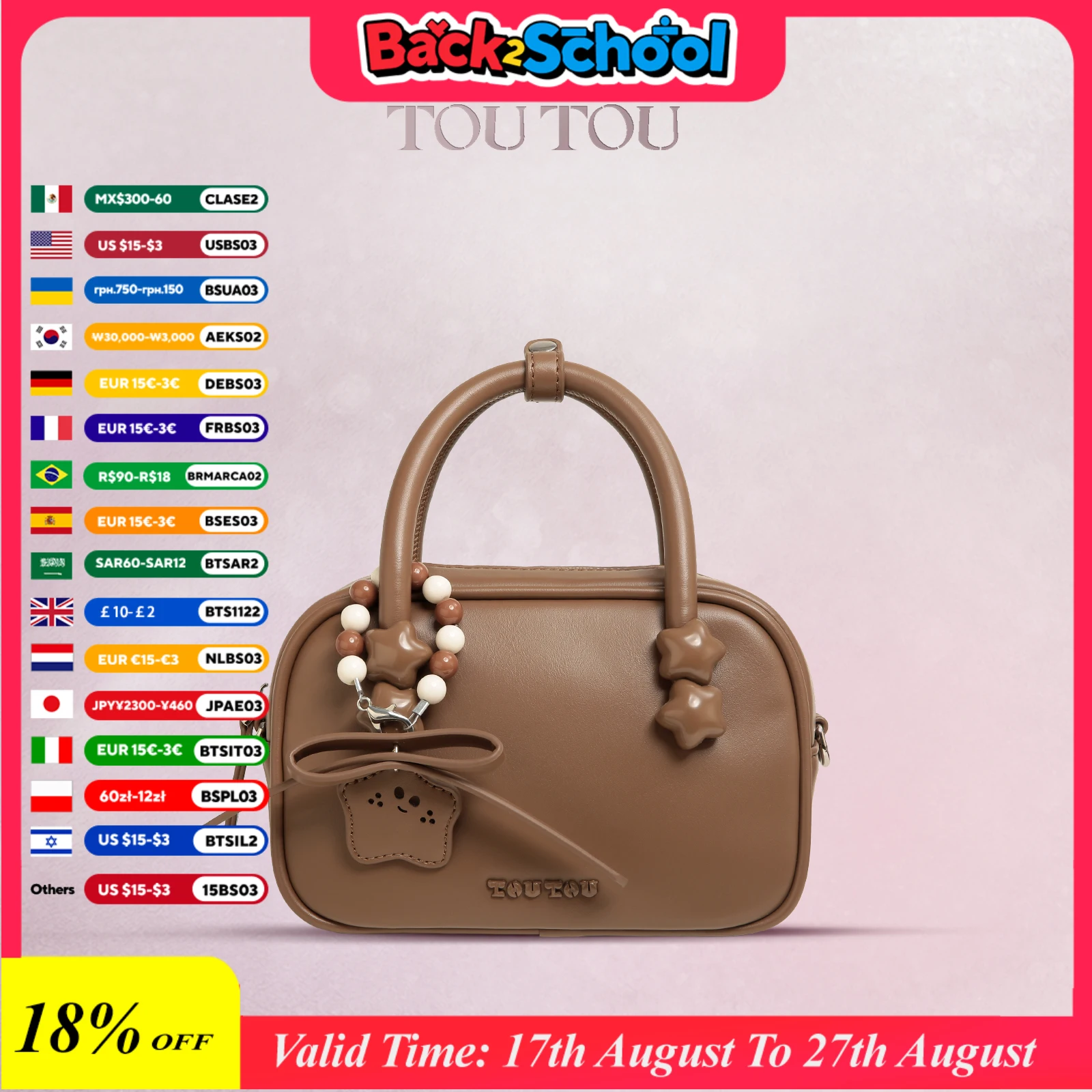 

TOUTOU Women Bowling Bag Handbag Replica Boston Mini Bag Luxury Design Shoulder Crossbody Bag for Cosmetics Back To School Gift