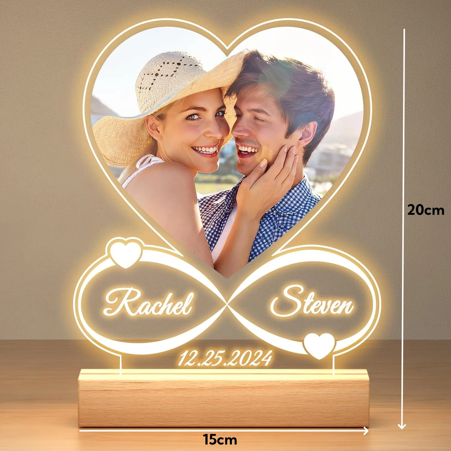 Personalized Custom Photo Text 3D Acrylic Lamp Customized Bedroom Night Light Valentine's Day Wedding Anniversary Birthday Gifts