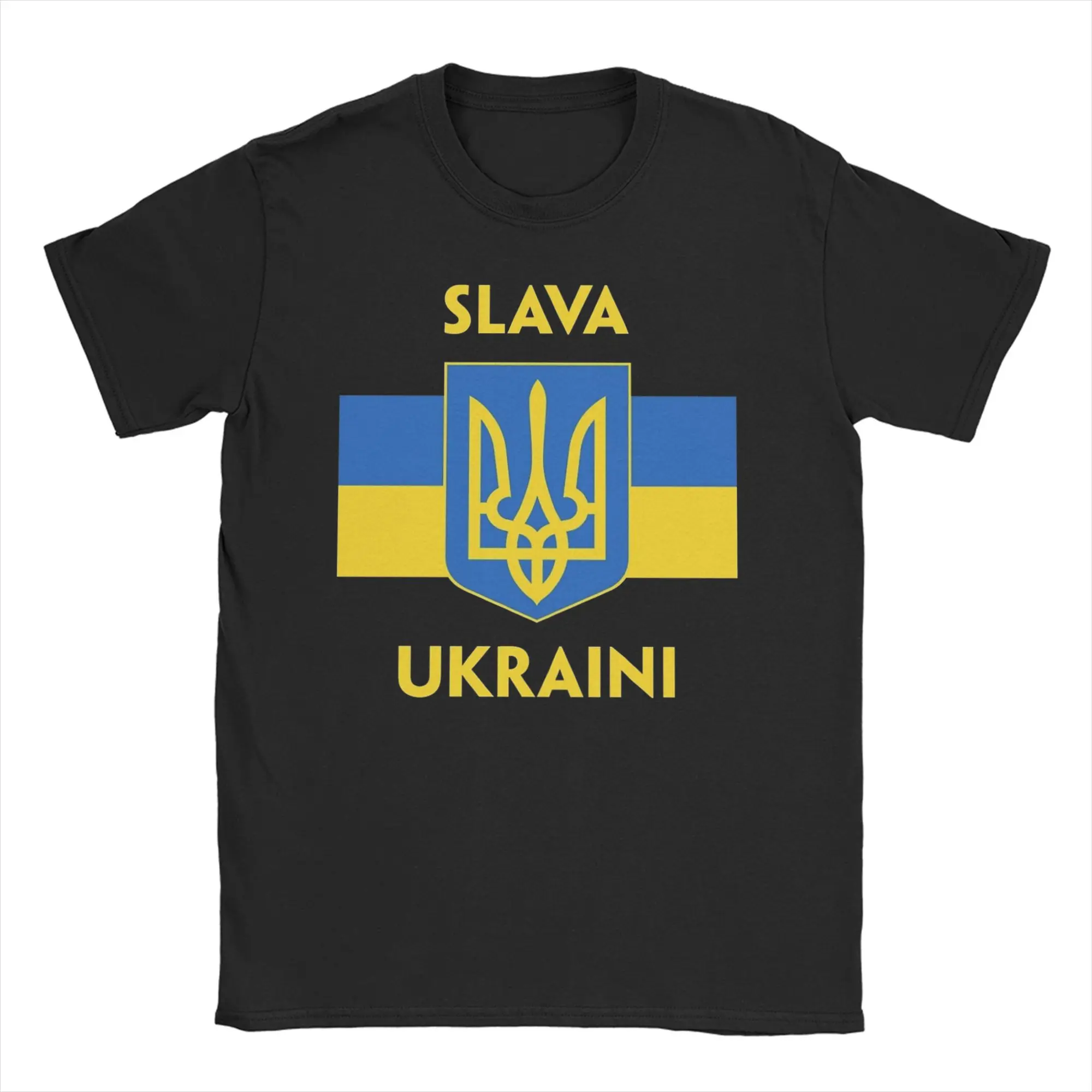 SLAVA UKRAINI TRIDENT Men Women T Shirts GLORY TO UKRAINE SUPPORT UKRAINE PROTEST Tees T-Shirts 100% Cotton Original Clothes