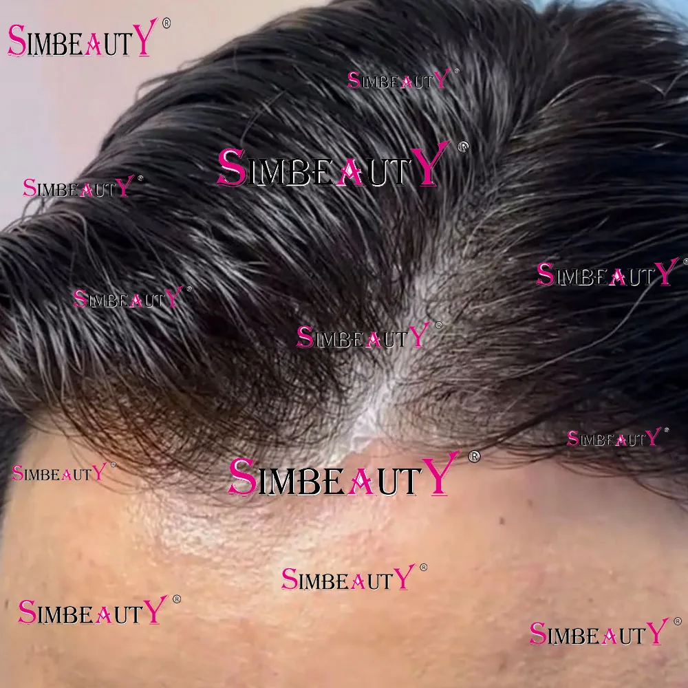 0.02mm Ultra Thin Skin Invisible Toupee for Men Undetectable Human Hair Wig Natural Hairline 90% Density Capillary Prosthesis