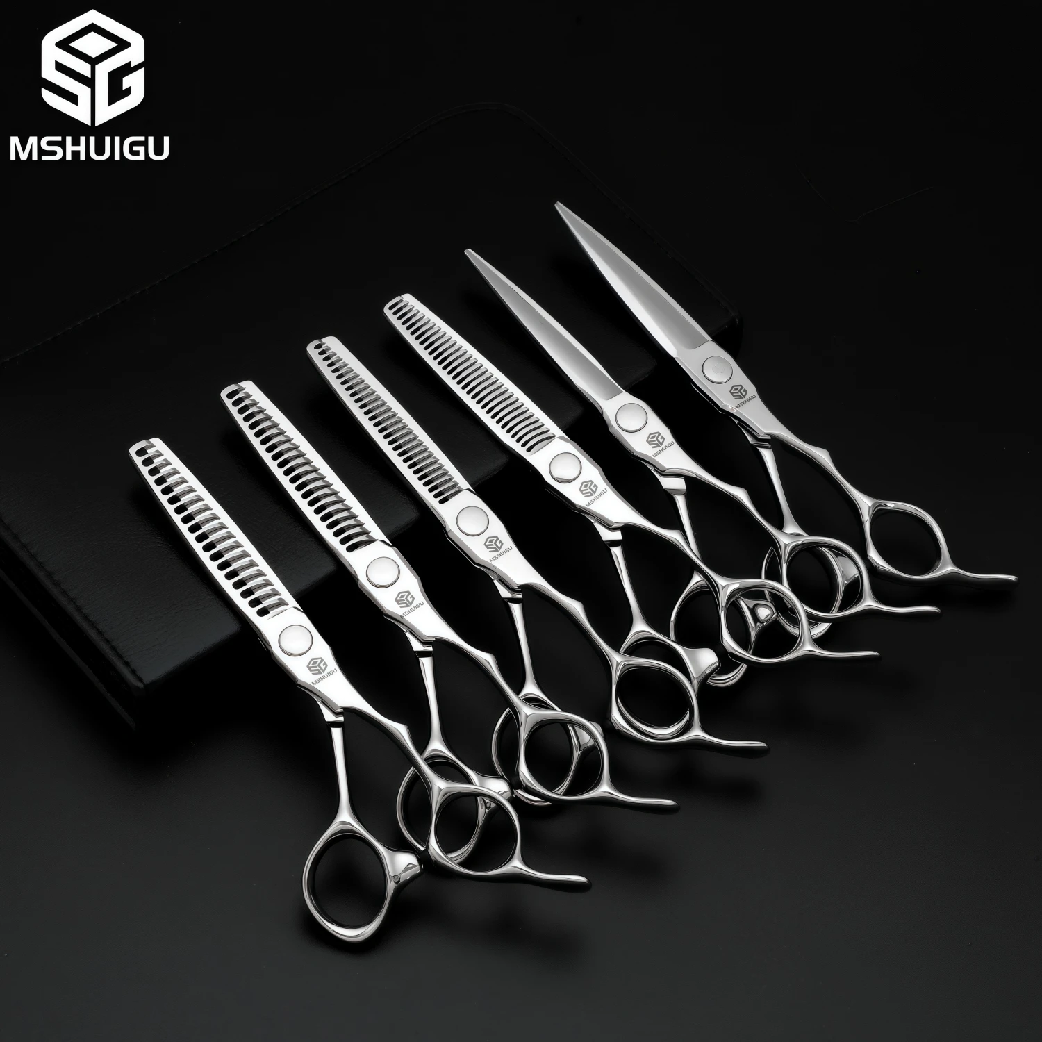 

MSHUIGU Профессиональные парикмахерские ножницы Двусторонние многофункциональные филировочные ножницы 10%-15% Аксессуары для ожерелья с расческой