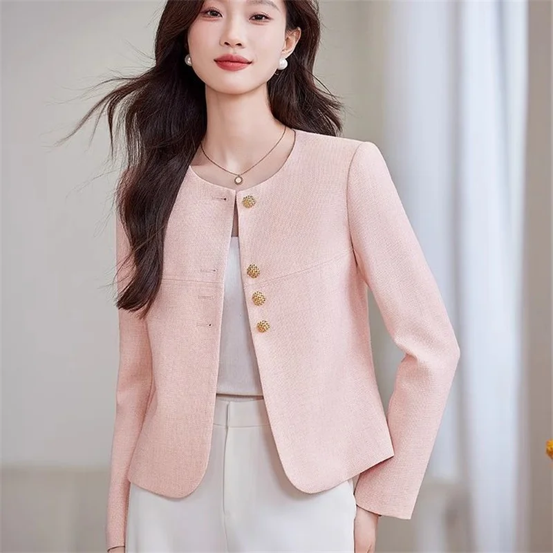 봄 가을 여성용 스몰 프래그런스 재킷 2025 신상 패션 O넥 긴팔 숏 재킷 여성 캐주얼 탑 아우터웨어 의류