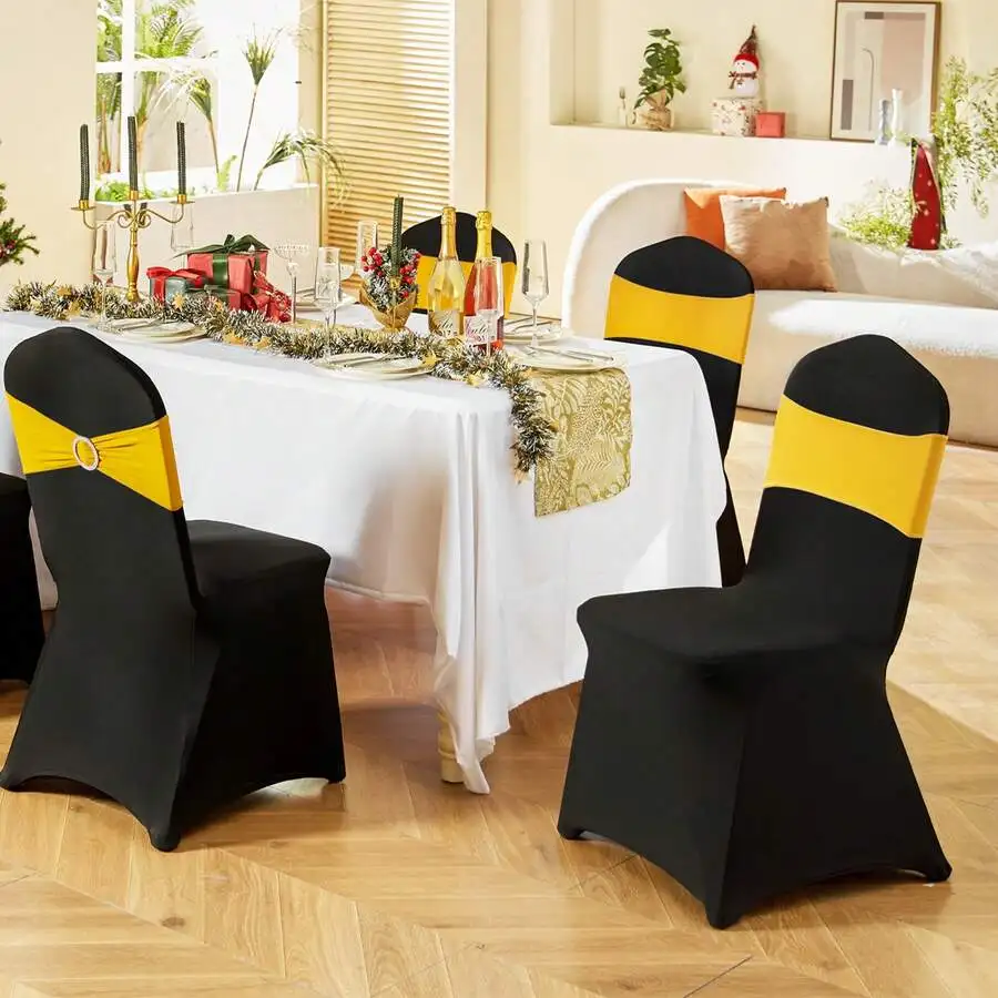 Stretch Spandex Folding Chair Covers Universal Fitted Chair Cover Removable Washable Protective Slipcovers For Wedding Holiday B