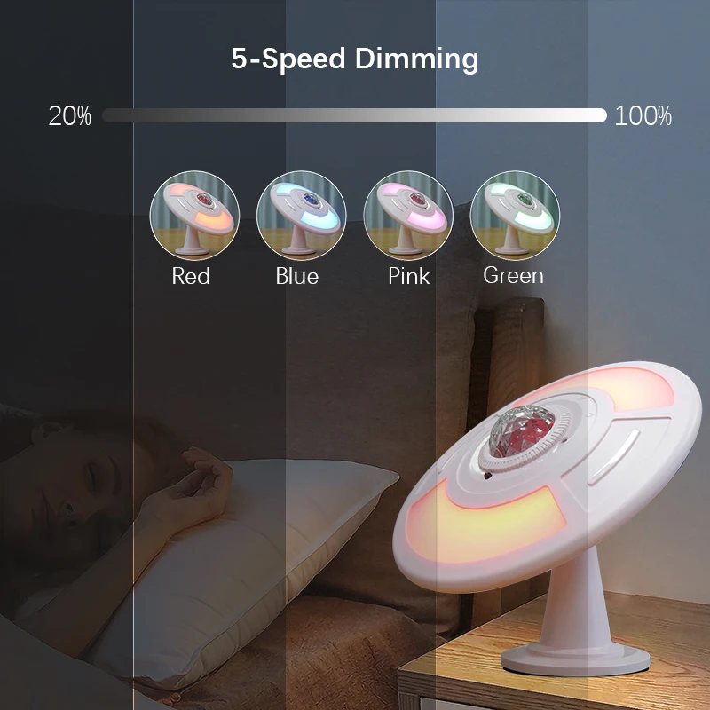 UFO Starry Night Projection Lamp – RGB Nebula Ambient Light with Remote Control, Timer, Magnetic Base for Home, Bedroom, Camping