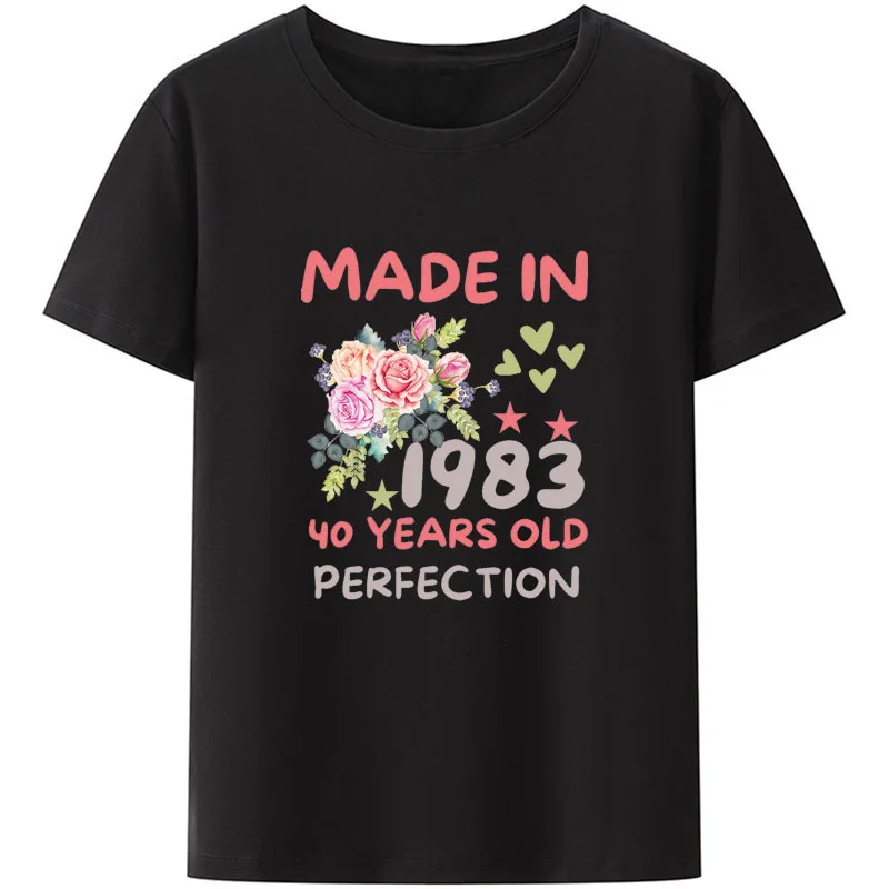 

Women's T-shirt Made In 1973 Flowers 49 Years Old 50 Years Old Wife's Birthday Gift Flowers Printed Casual Pattern T-shirt Top