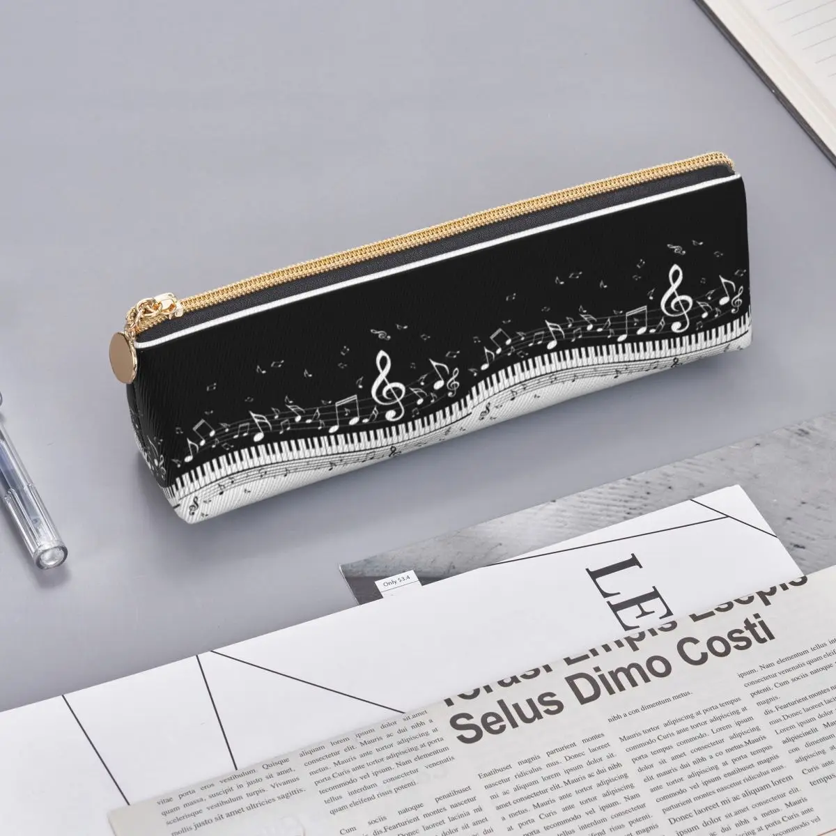 مفاتيح البيانو المجردة مع النوتات الموسيقية مقلمة حامل القلم تخزين لوازم القرطاسية صندوق القلم حقيبة أقلام رصاص للمدرسة الصبي فتاة