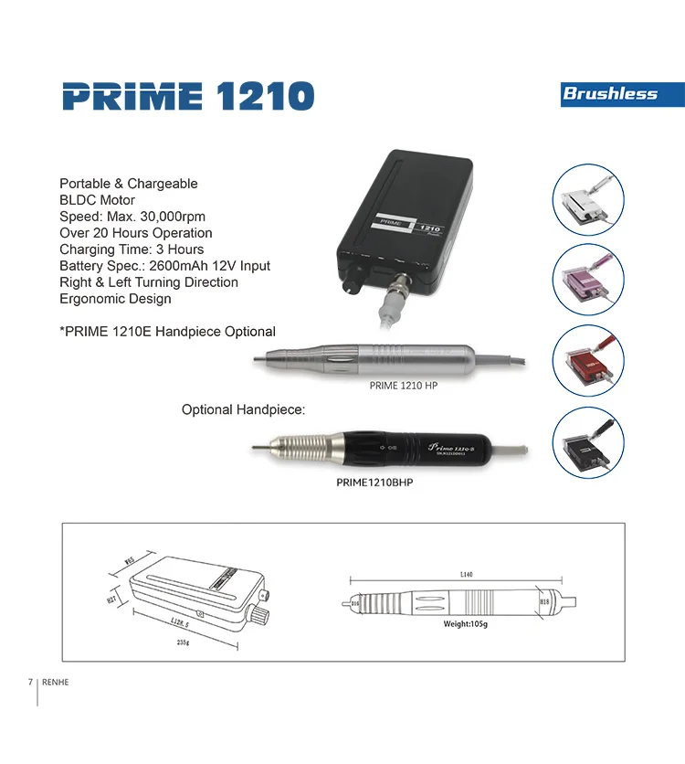 PRIME1210 Kabelloser Bürstenloser Schmuck- und Nagelbohrer 30000RPM 40W 2,35mm Spannzange Wiederaufladbare Maniküre-Pediküre-Maschine mit Gürtelclip – Detail 1