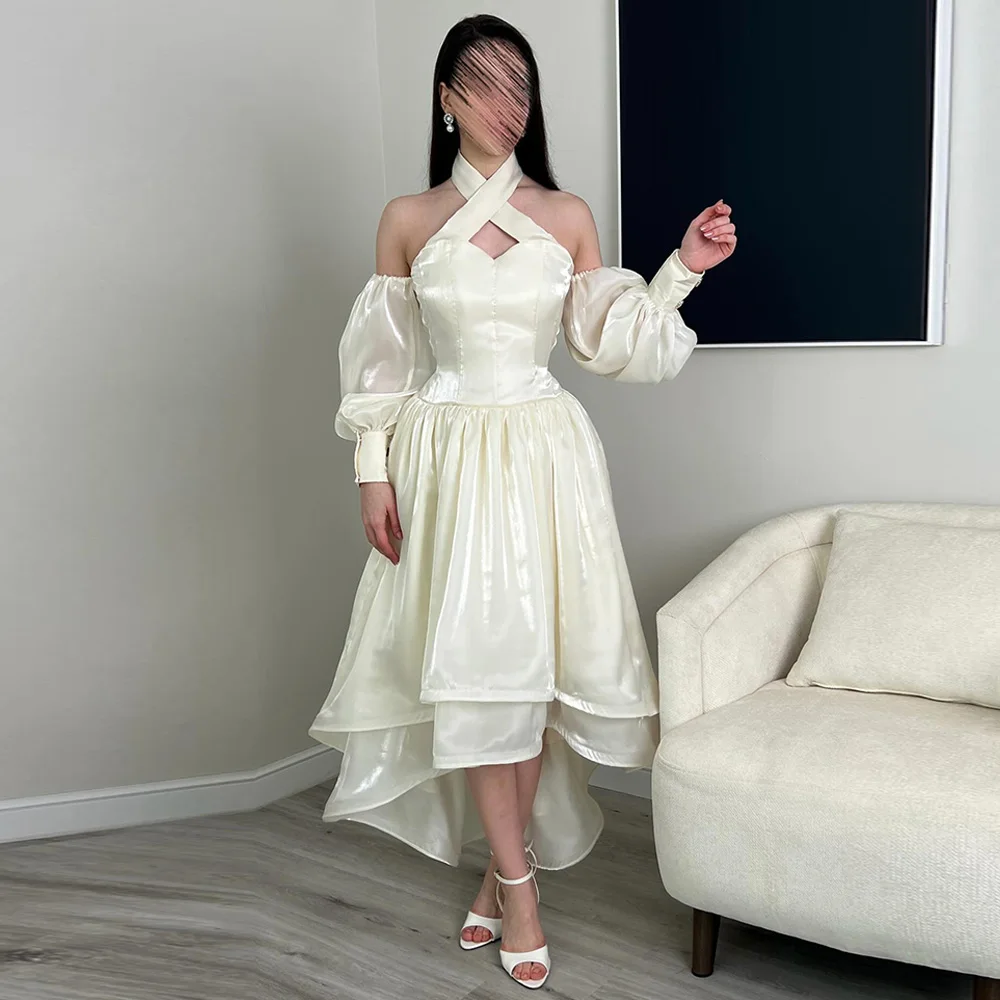 

Halter A-Line Evening Dress Customized Elegant Off the Shoulder Long Sleeves Party Dresses Fashion Bespoke Occasion Gowns