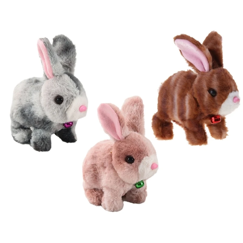 Animal peluche, conejo que camina, lindo juguete peluche eléctrico, grandes regalos para niños pequeños, niñas y niños