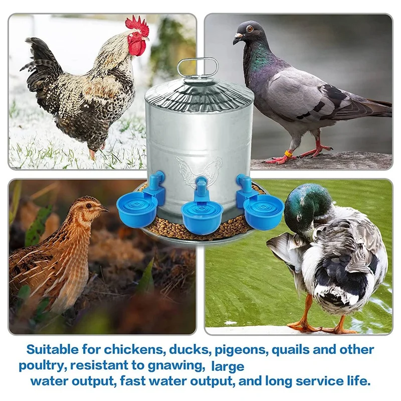 Chicken Waterer Larger Automatic Chicken Waterer Cups DIY Poultry Chicken Waterer Kit 5 Gallon For Chicken, Duck 12 Pcs